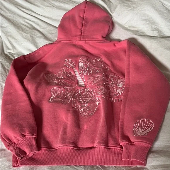 Pink Palm Puff Hoodie Sweatshirt Palm Tree Shell Logo hibiscus sonic Pink barbie - Picture 1 of 10